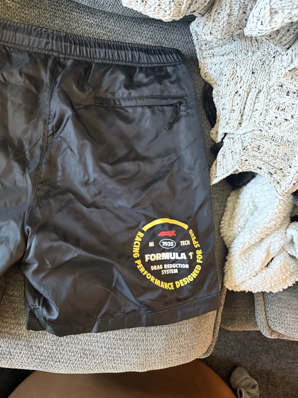 PacSun Formula 1 Racing Shorts XL NWT Black Graphic Shorts - Picture 7 of 10
